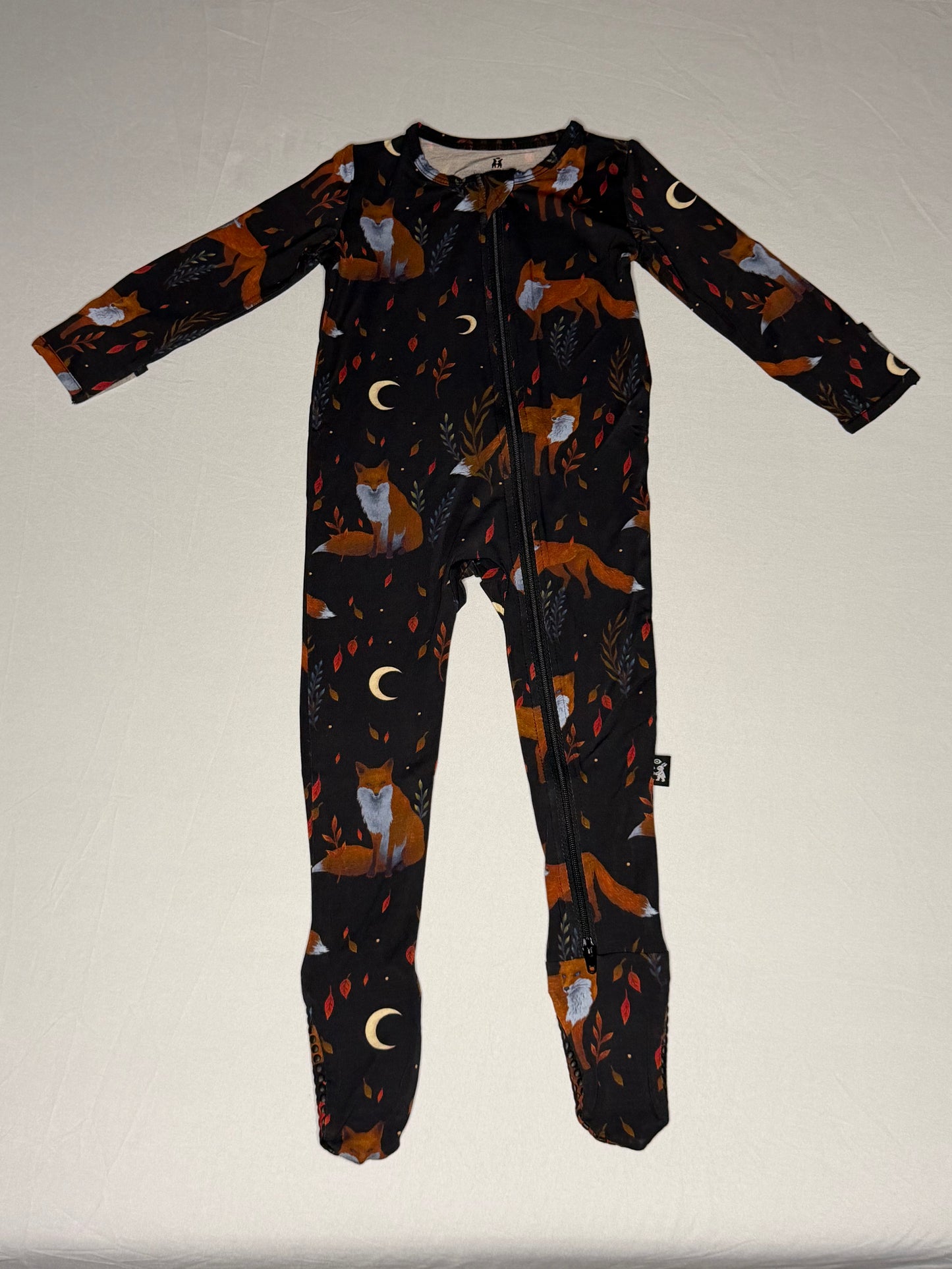 Two-Way Zipper Bamboo Footie Pajama - Fox